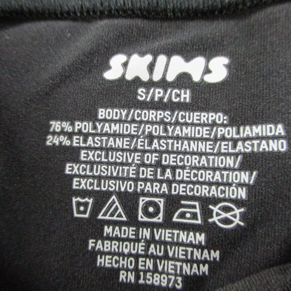 SKIMS Fits Everybody Long Sleeve T Shirt Womens Small Onyx Black Stretch NEW - Picture 4 of 9